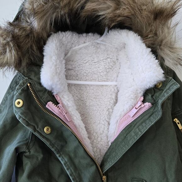 GAP Kids NEW 3-in-1 Parka Hooded Jacket Coat Toddler Girls Army Green Size 4T - Picture 4 of 13